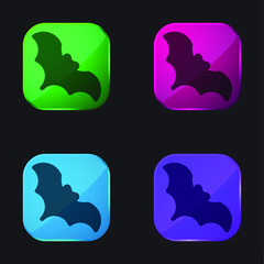 Bat four color glass button icon