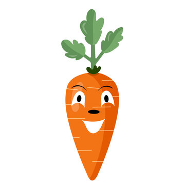 Cure funny carrot character, smiling face isolated