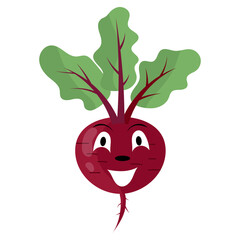 Funny smiling beet character, vector illustration