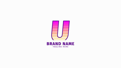 letter U halftone trendy bright color logo vector design element