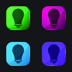 Black Lightbulb four color glass button icon