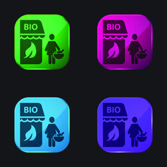 Bio Store four color glass button icon
