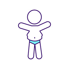 Overweight RGB color icon. Isolated vector illustration. Diabetes symptomps. Gaining weight during illness. Problems with health. Medical help simple filled line drawing