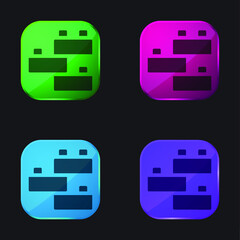 Brick four color glass button icon