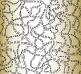 Abstract decorative vector seamless pattern with hand drawn lines	
