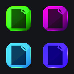 Black Paper Symbol four color glass button icon