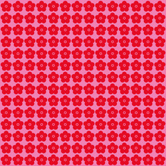 Red graphic flower on pink background seamless repeat pattern print