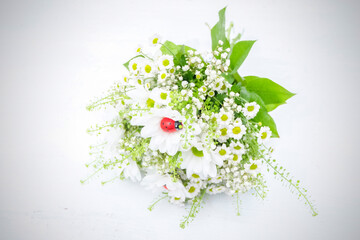 Wedding bouquet with ladybug.