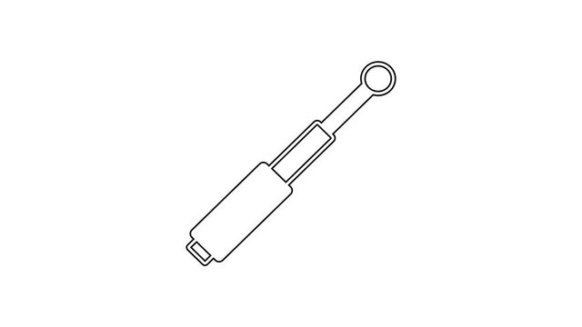 Black line Telescopic baton icon isolated on white background. 4K Video motion graphic animation