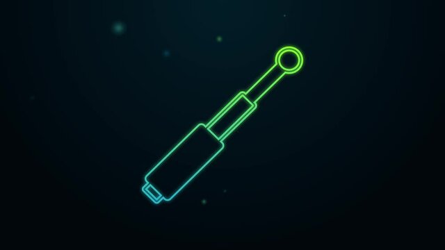 Glowing neon line Telescopic baton icon isolated on black background. 4K Video motion graphic animation