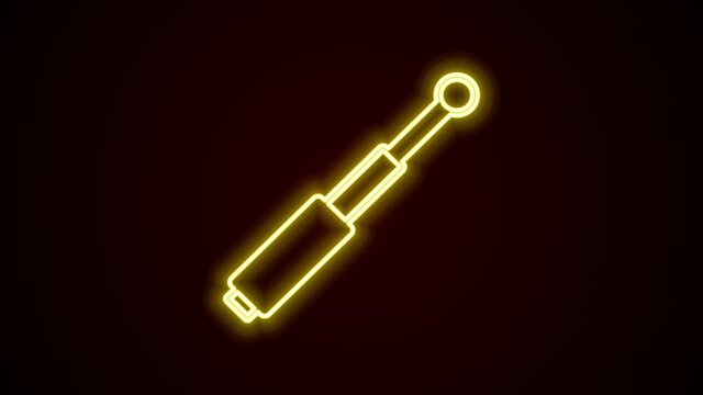 Glowing neon line Telescopic baton icon isolated on black background. 4K Video motion graphic animation