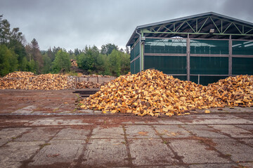 Chipped wood warehouse.