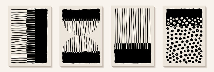 Creative minimalist hand painted Abstract art background with stain and Hand Drawn doodle Scribble line. Design for wall decoration, postcard, poster or brochure © Hulinska Yevheniia