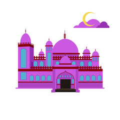 Illustration of mosque pink red. Datu Saudi Ampatuan, Maguindanao Mosque, the Philippines.