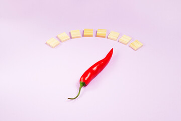 Hot chilli indicates hotness scale on pink background