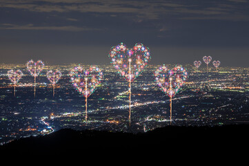 ハート型の花火 永遠の愛のコンセプト Wall Mural Lastpresent