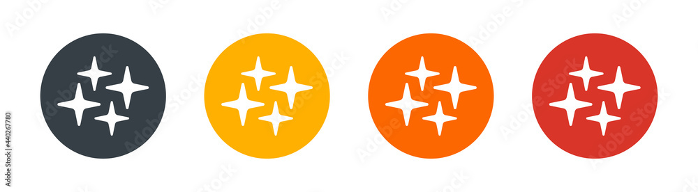 Poster star sparkles icons set. button sign isolated on white background.