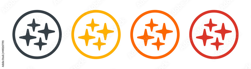 Poster set of vector stars sparkle firework, decoration twinkle, shiny flash icon. vector illustration