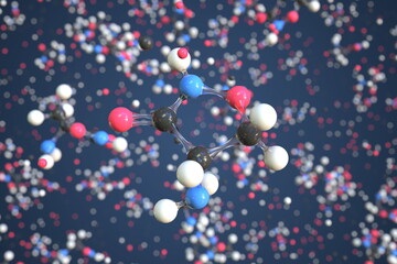 Cycloserine molecule. Conceptual molecular model. Chemical 3d rendering