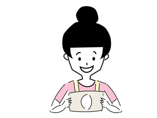 笑顔でお金を持つ女性節約収入