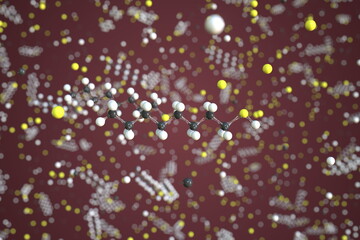 1-octanethiol molecule, conceptual molecular model. Scientific 3d rendering