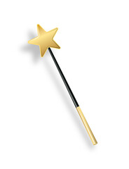 Vector illustration of miracle magical stick with sparkle isolated on transparent background. magic wand suspended in thin air with a drop shadow and clipping path
