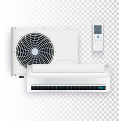 Climate system with outdoor and indoor unit vector illustration of air conditioner.