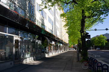 sidewalk and street in the city