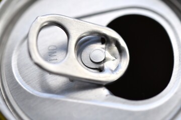 Closeup macro of a soda can or tin