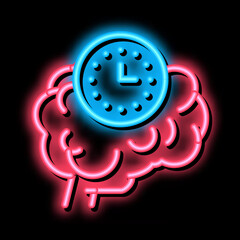 brain reaction time neon light sign vector. Glowing bright icon brain reaction time sign. transparent symbol illustration