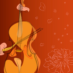 violin and flower