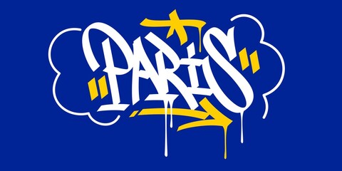 Paris Abstract Hip Hop Urban Hand Written Graffiti Style Vector Illustration Calligraphy Art - obrazy, fototapety, plakaty