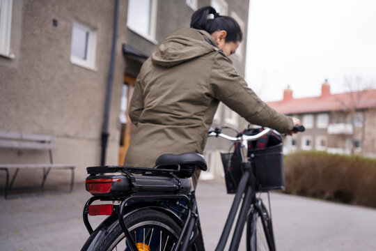 Woman with electric bike