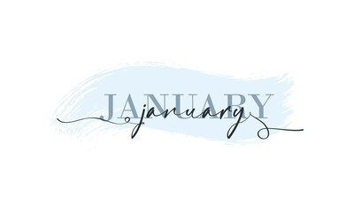 Hello January card. One line. Lettering poster with text January. Vector EPS 10. Isolated on white background - obrazy, fototapety, plakaty
