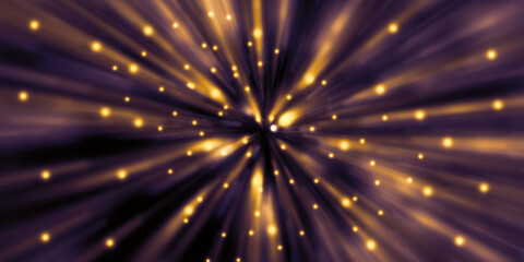 Fototapeta na wymiar Fast moving light trails zoom Explosion of light 3d illustration