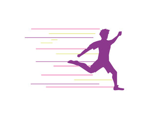 soccer player in purple silhouette