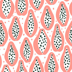 Seamless pattern with papayas