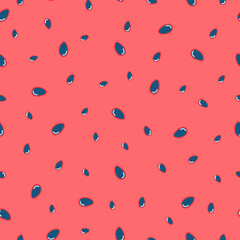 Watermelon seamless pattern. Watermelon seeds on a red background.