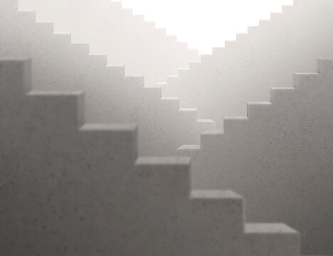 surreal concept of stairs to try to reach the top