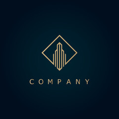 Luxury real estate logo vector in gold color 