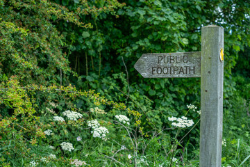 Footpath sign on post