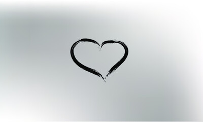 Vector Heart shape frame with brush painting isolated on pink background. Vector illustration.Eps 10. Happy Valentine's day