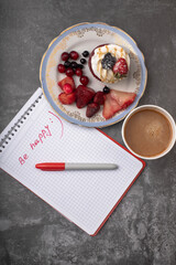 cupcake with a glass of cappuccino breakfast