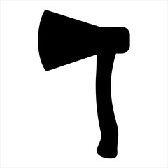 Ax, silhouette or icon. Construction tool for working on wood.Isolated on a white background. Vector graphics