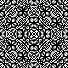 floral pattern background.Geometric ornament for wallpapers and backgrounds. Black and white pattern. 