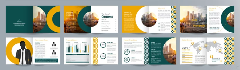 Deurstickers Corporate business presentation guide brochure template, Annual report, 16 page minimalist flat geometric business brochure design template, A4 size. © singora