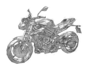 Low-poly Sketch Illustration of a Motorcycle. - 440281704