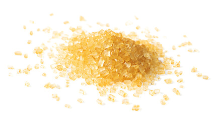 close up of yellow sugar crystal isolated on white background