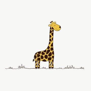 Illustration of a cute cartoon giraffe on white background. Animal vector design.