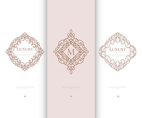 Vector set of linear frames. Can be used for jewelry, beauty and fashion industry. Great for logo, monogram, invitation, flyer, menu, background, or any desired idea.